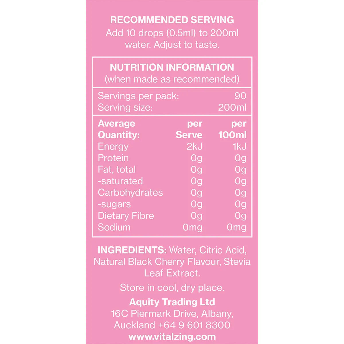 Vital Zing Water Drops Black Cherry 45ml