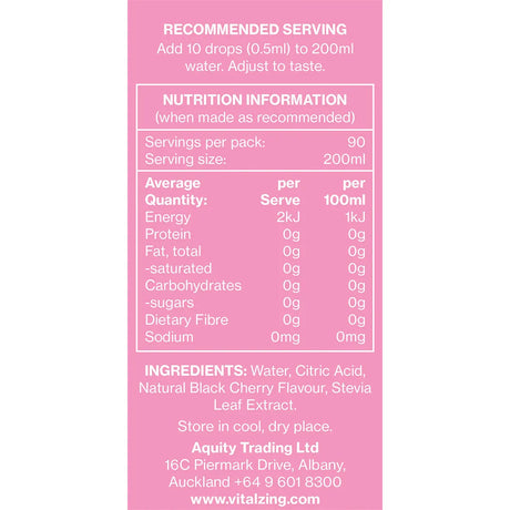 Vital Zing Water Drops Black Cherry 45ml