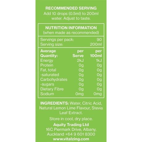 Vital Zing Water Drops Lemon & Lime 45ml