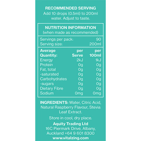 Vital Zing Water Drops Raspberry 45ml