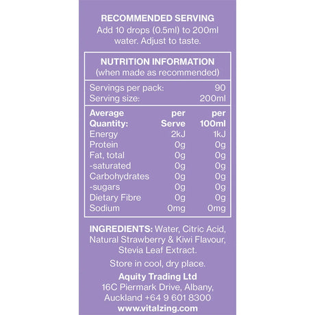 Vital Zing Water Drops Strawberry & Kiwi 45ml