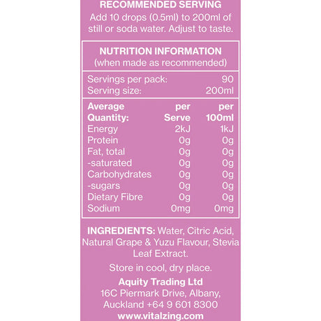 Vital Zing Water Drops Grape & Yuzu 45ml