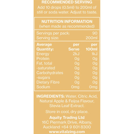 Vital Zing Water Drops Apple & Feijoa 45ml