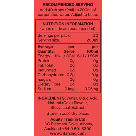 Vital Zing Soda Drops Vital Cola 40ml