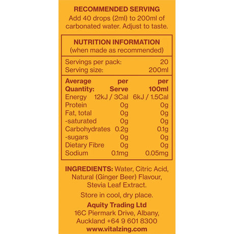 Vital Zing Soda Drops Ginger Beer 40ml