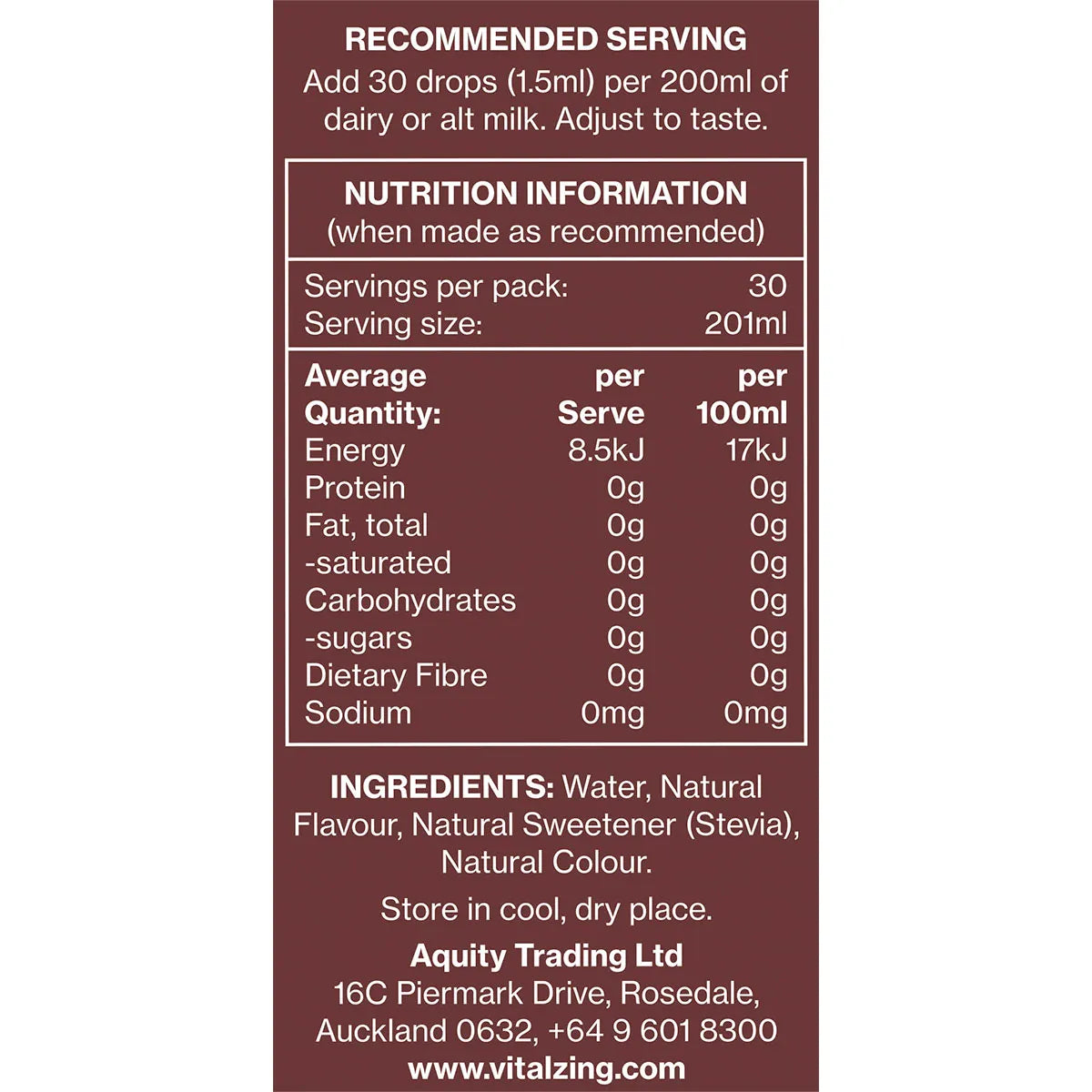 Vital Zing Milk Drops Chocolate 40ml