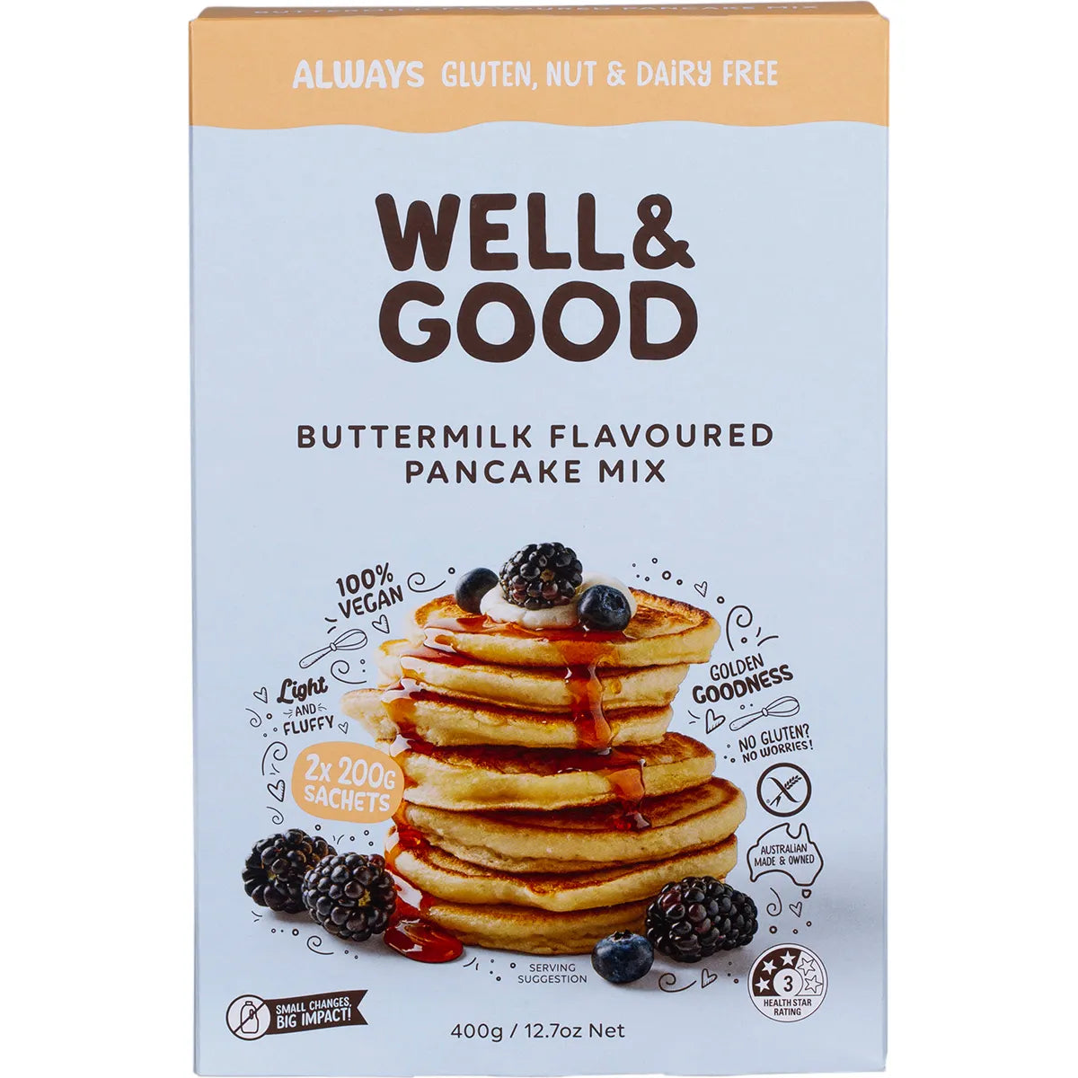 Well & Good Buttermilk Flavoured Pancake Mix 200g x 2
