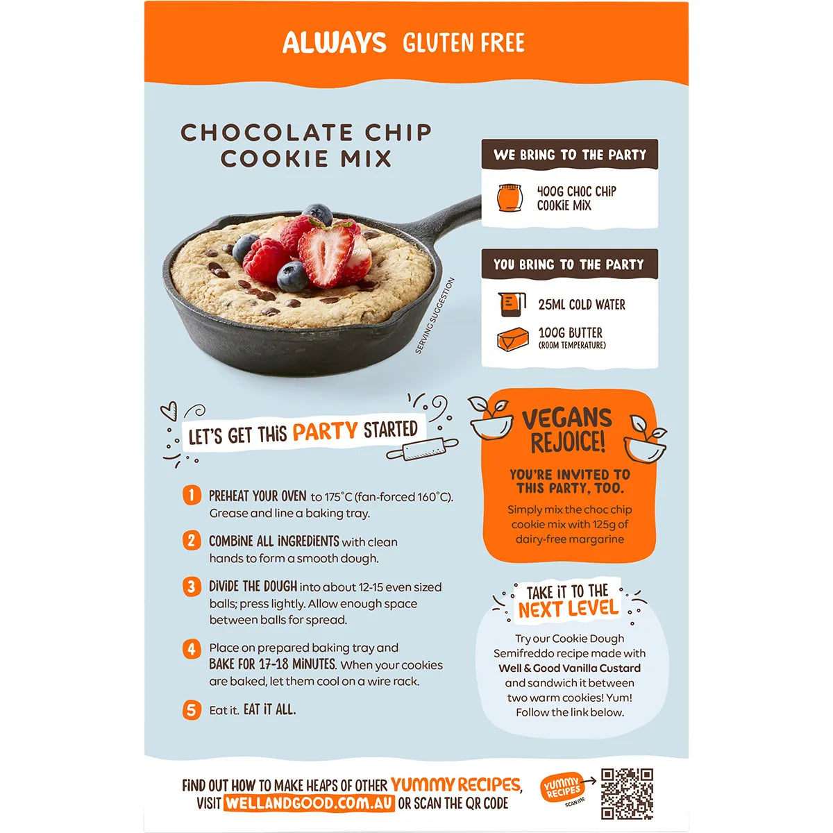 Well & Good Chocolate Chip Cookie Mix 400g