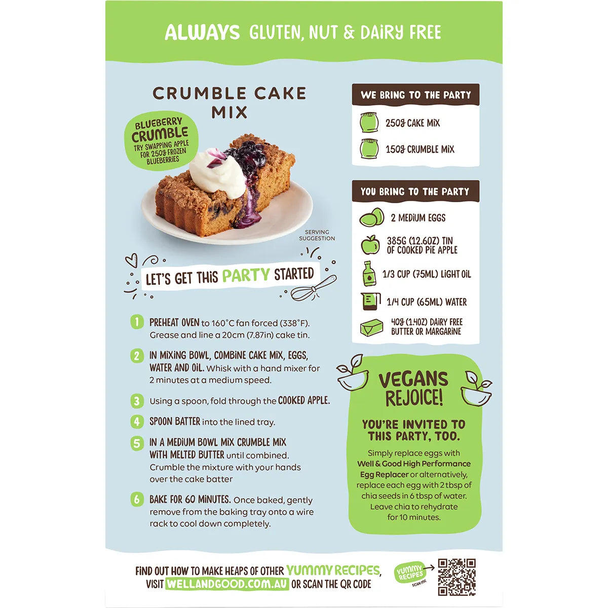 Well & Good Crumble Cake Mix 400g
