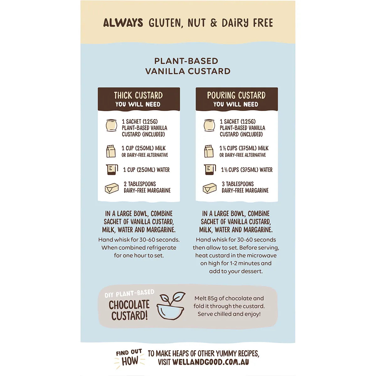 Well & Good Plant Based Vanilla Custard Powder 250g