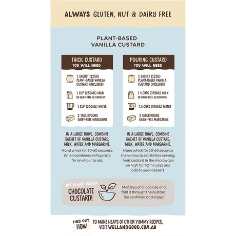 Well & Good Plant Based Vanilla Custard Powder 250g