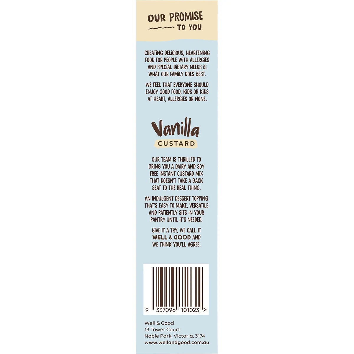 Well & Good Plant Based Vanilla Custard Powder 250g