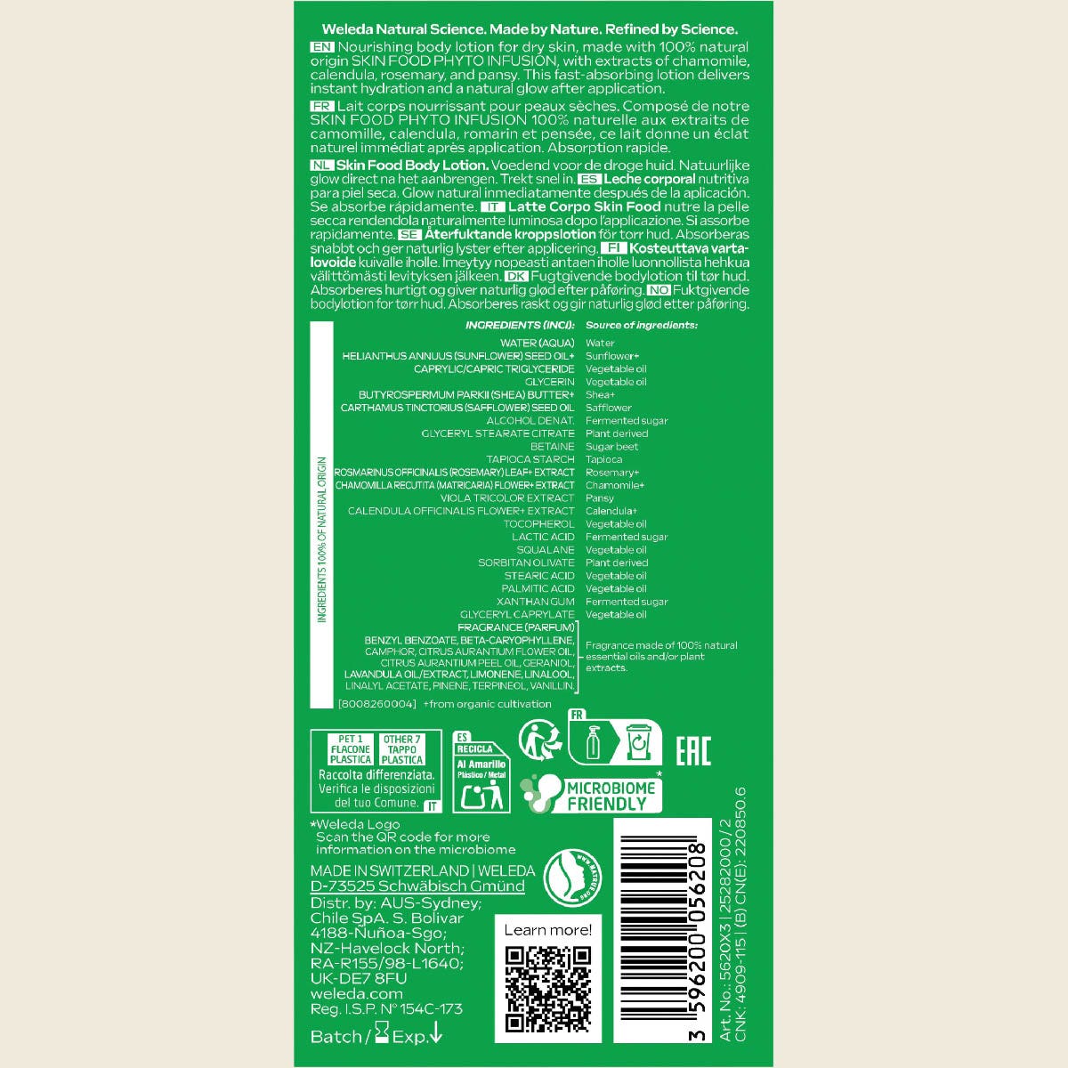 Weleda Skin Food Body Lotion 250ml back