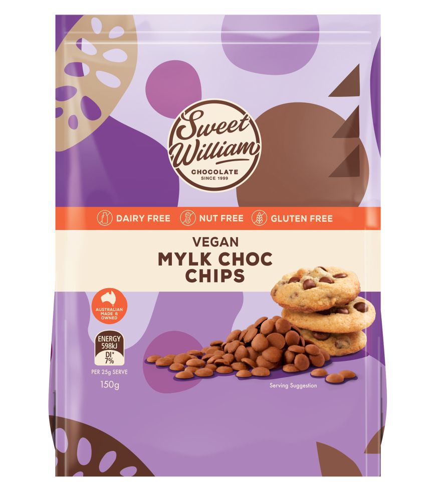 Sweet William MYLK Choc Baking Chips Gluten Free 200g Front