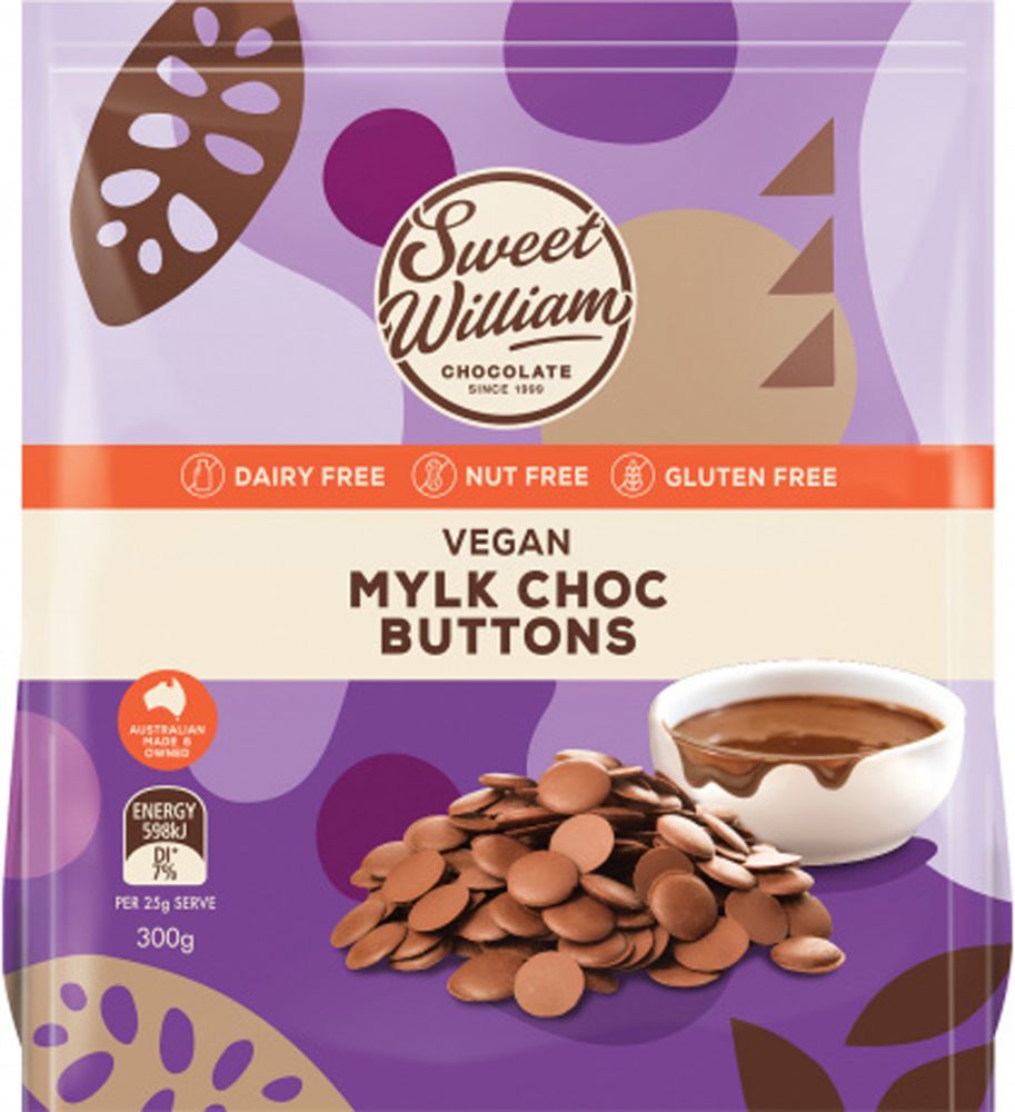 Sweet William Chocolate Baking Buttons Gluten Free 300g Front