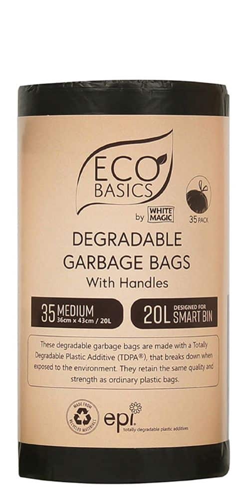 Eco Basics Recycled Garbage Bin Bags 20L – Medium 35 Bags/Roll Front