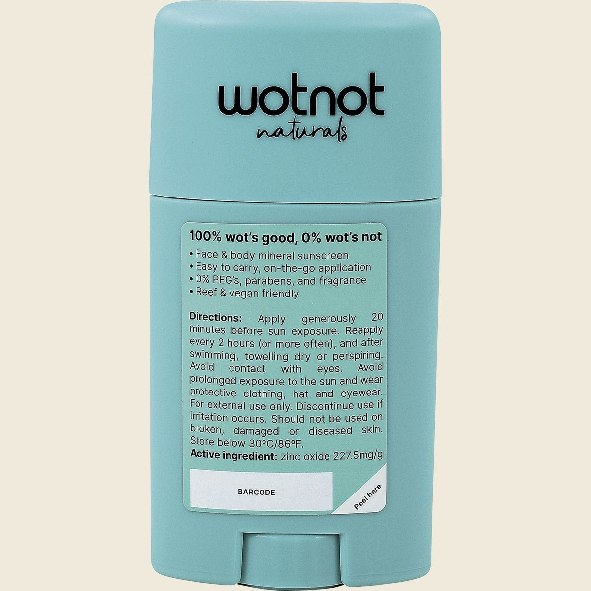 Wotnot Natural Zinc Sunscreen Stick SPF 50 45g