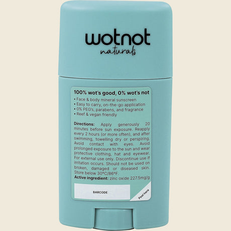 Wotnot Natural Zinc Sunscreen Stick SPF 50 45g