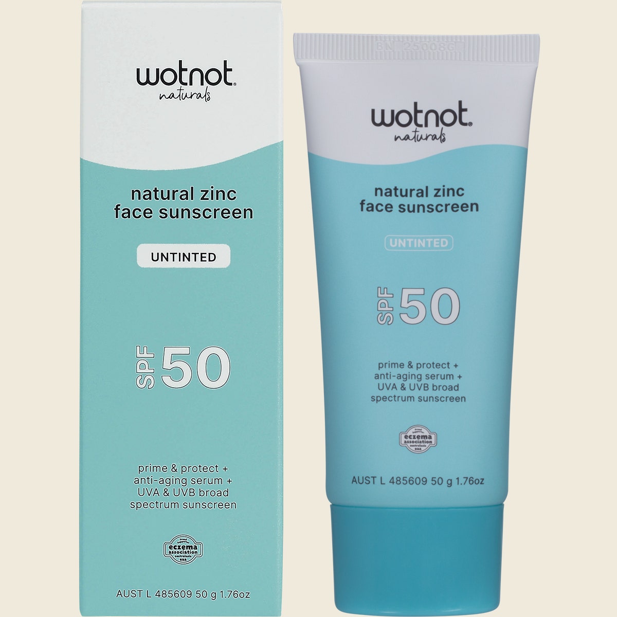 Wotnot Natural Zinc Face Sunscreen SPF 50 Untinted 50g