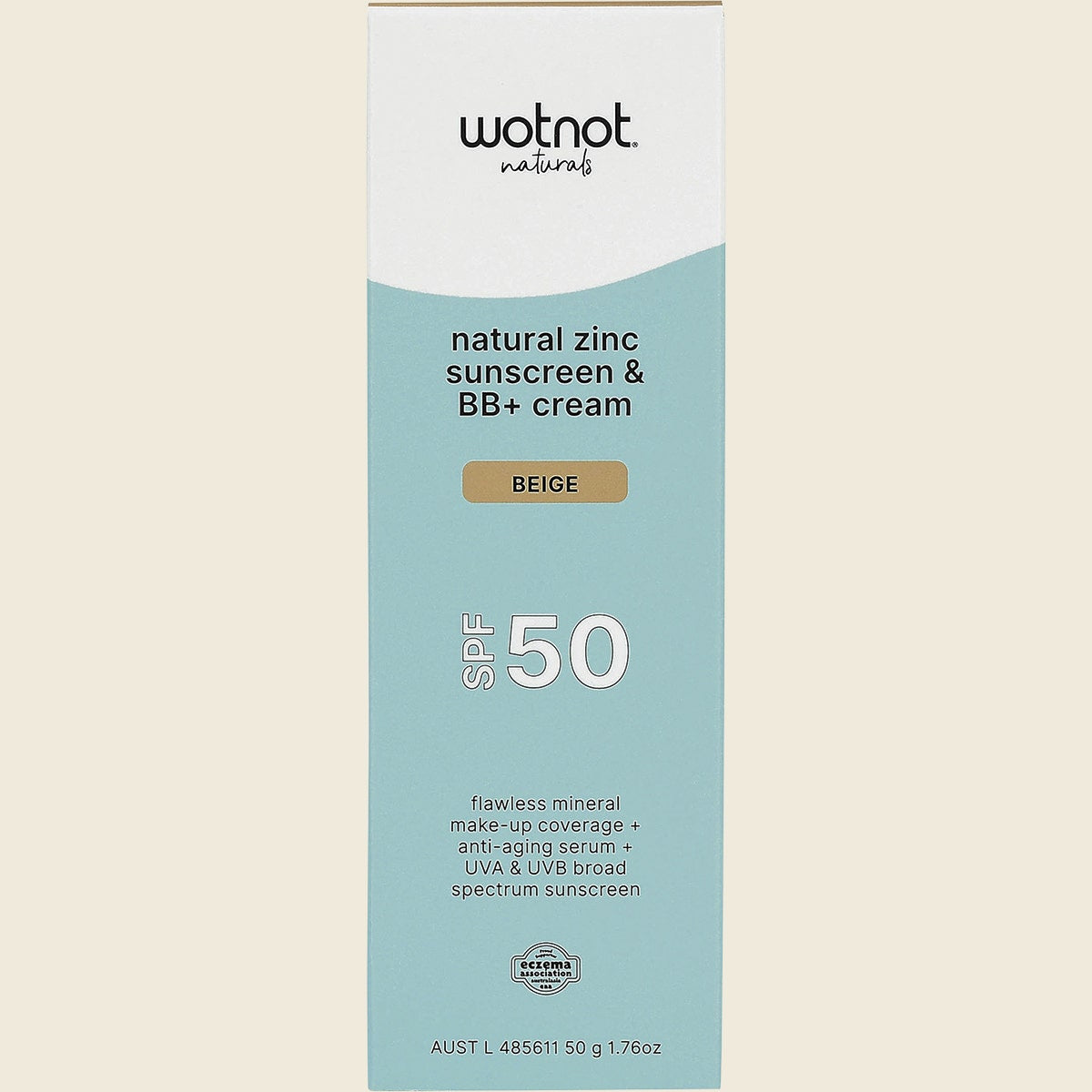 Wotnot Natural Zinc Sunscreen & BB+ Cream SPF 50 Beige 50g