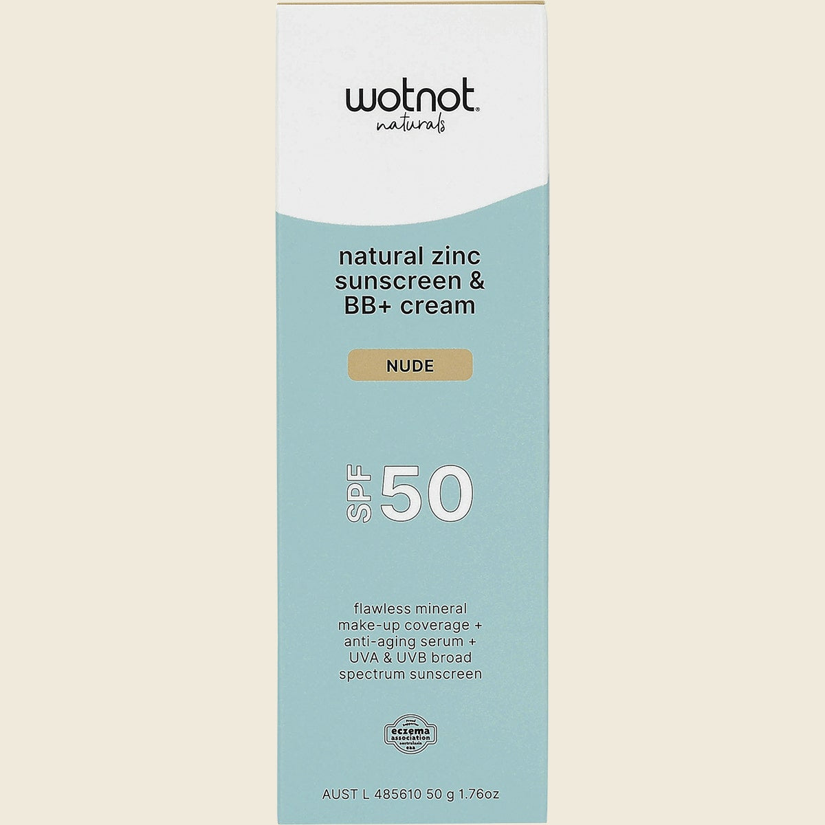 Wotnot Natural Zinc Sunscreen & BB+ Cream SPF 50 Nude 50g