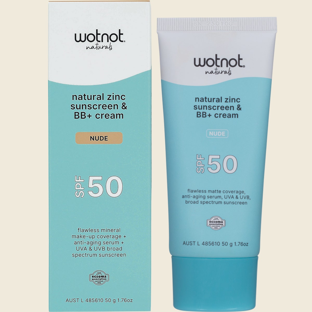 Wotnot Natural Zinc Sunscreen & BB+ Cream SPF 50 Nude 50g