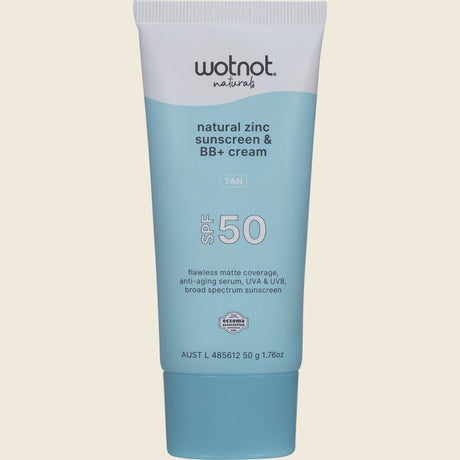 Wotnot Natural Zinc Sunscreen & BB+ Cream SPF 50 Tan 50g
