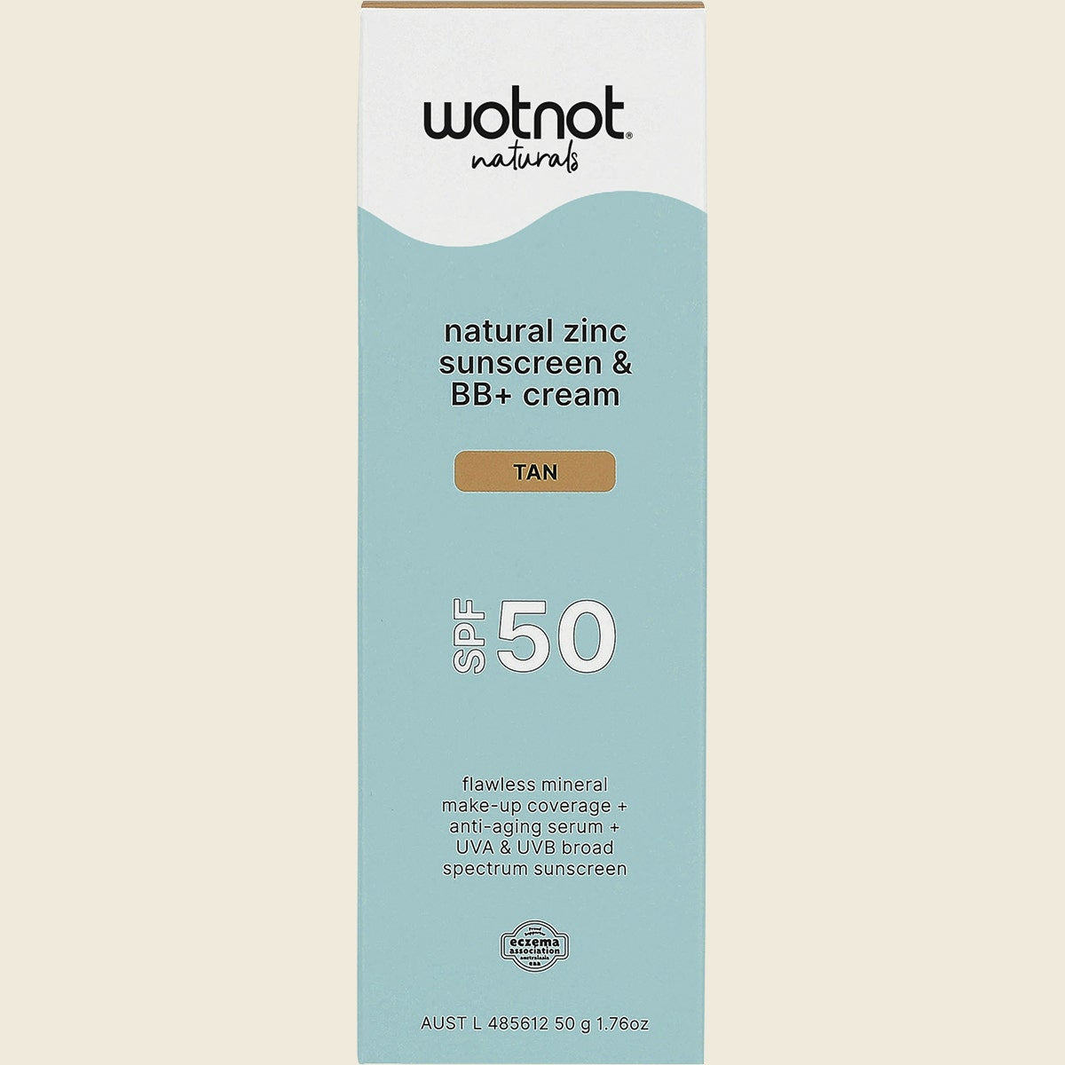 Wotnot Natural Zinc Sunscreen & BB+ Cream SPF 50 Tan 50g