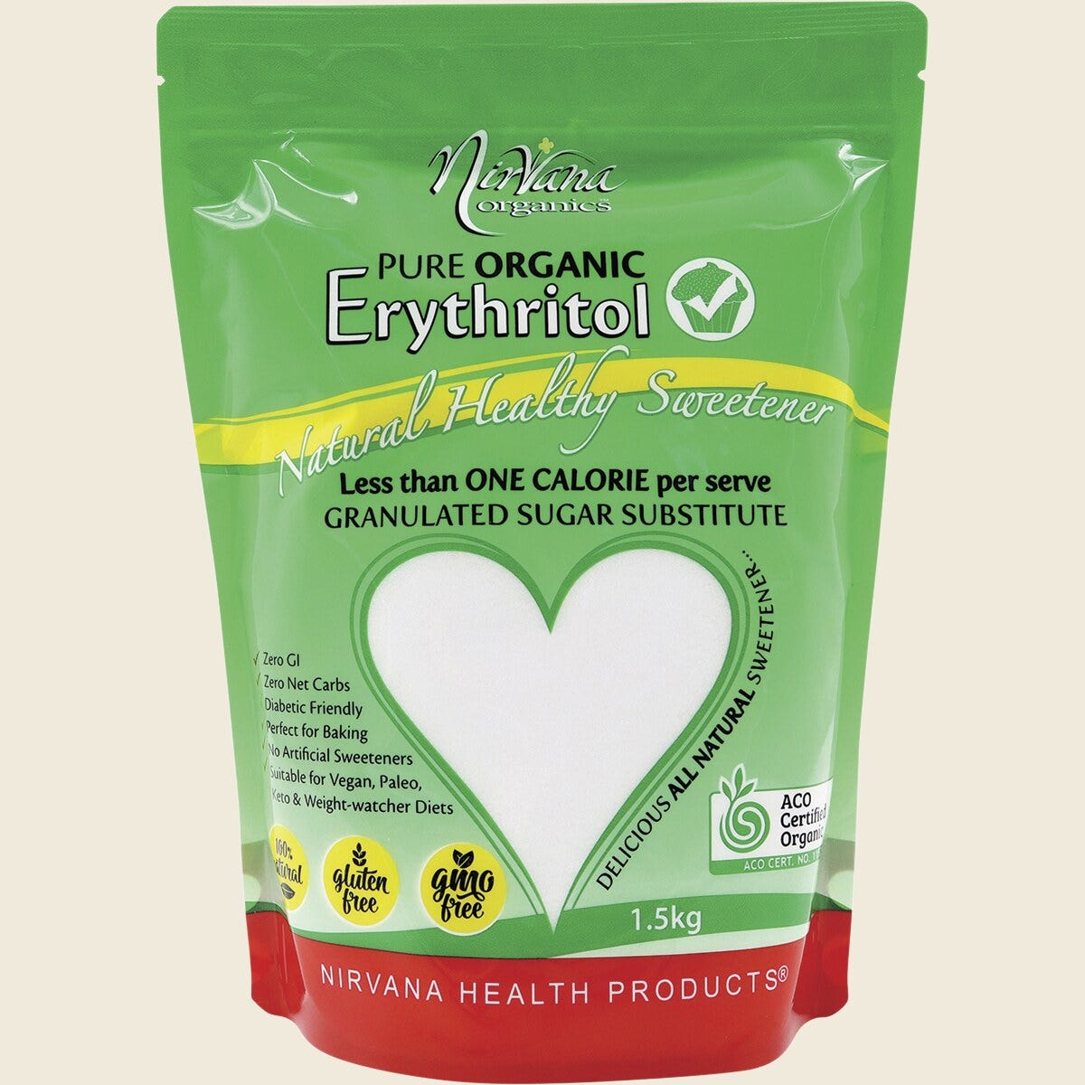Nirvana Organics Erythritol Pure Organic 1.5kg Front