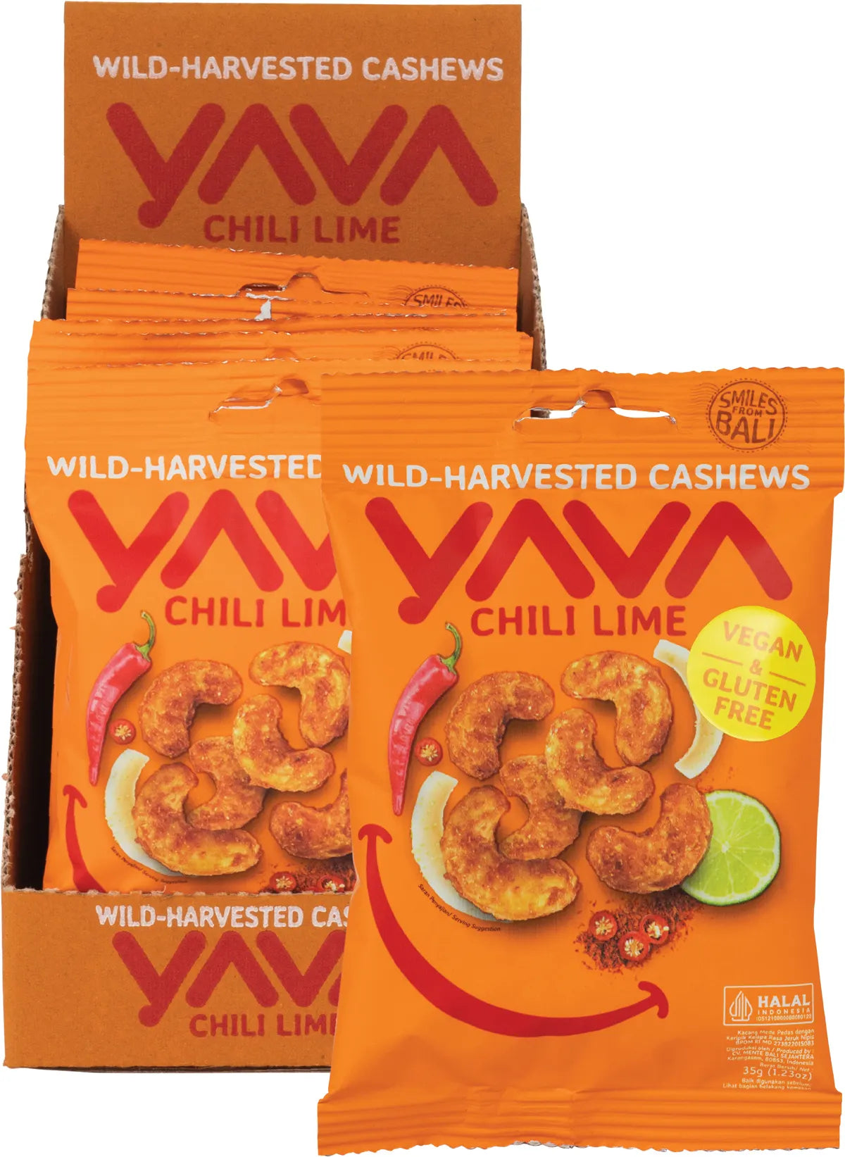 Yava Wild-Harvested Cashews Chili Lime 35g x 10