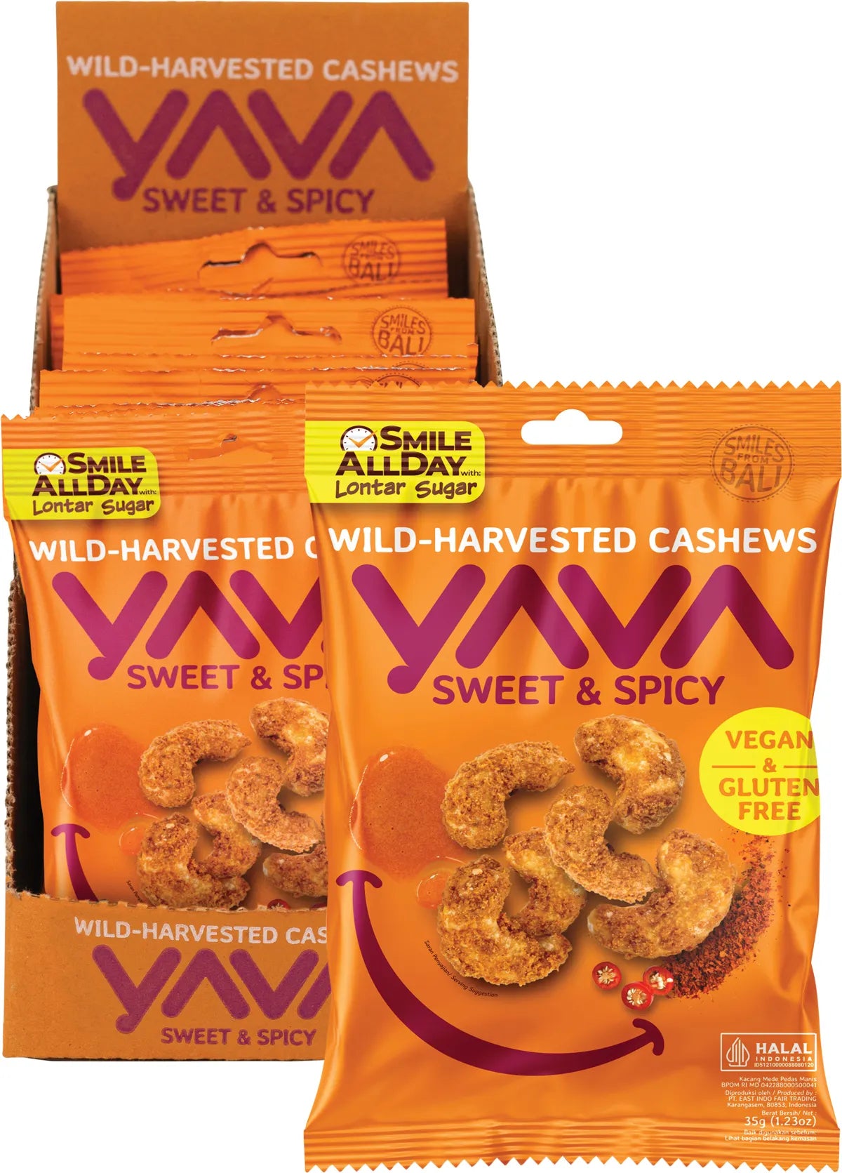 Yava Wild-Harvested Cashews Sweet & Spicy 35g x 10