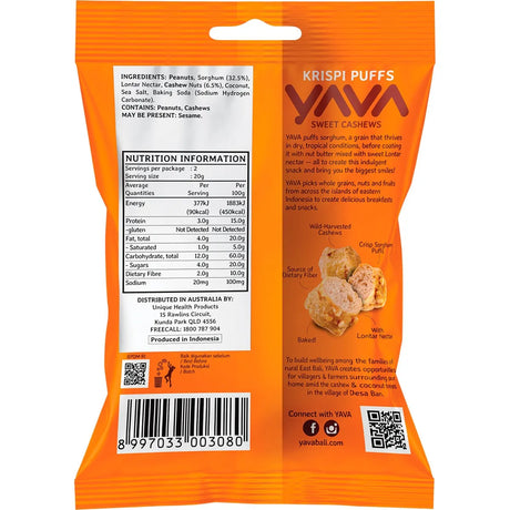 Yava Krispi Puffs Sweet Cashews 45g