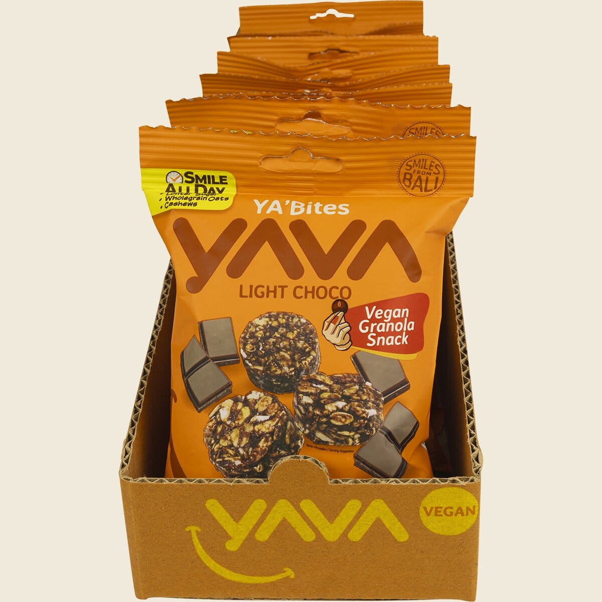 Yava YA'Bites Granola Snack Light Choco 35g 8-pack dispaly