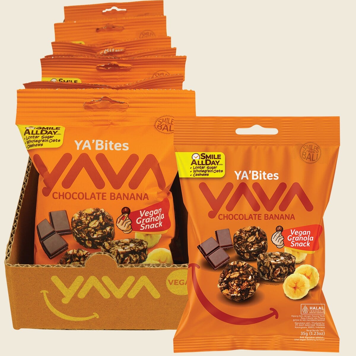 Yava YA'Bites Granola Snack Chocolate Banana 35g 8-pack combo
