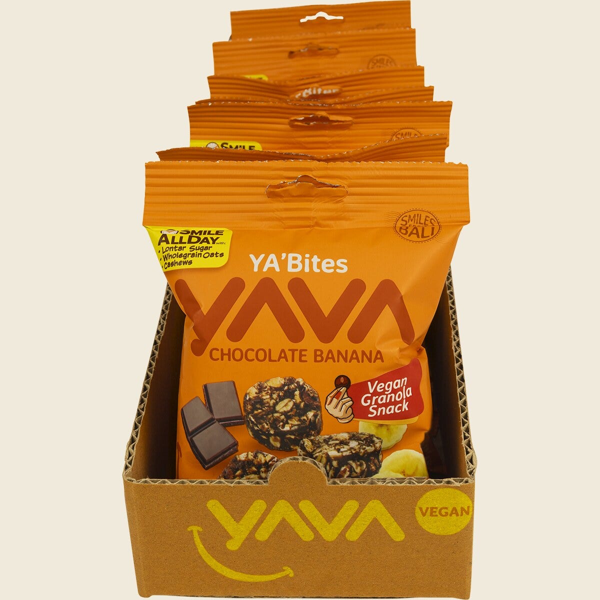 Yava YA'Bites Granola Snack Chocolate Banana 35g 8-pack display