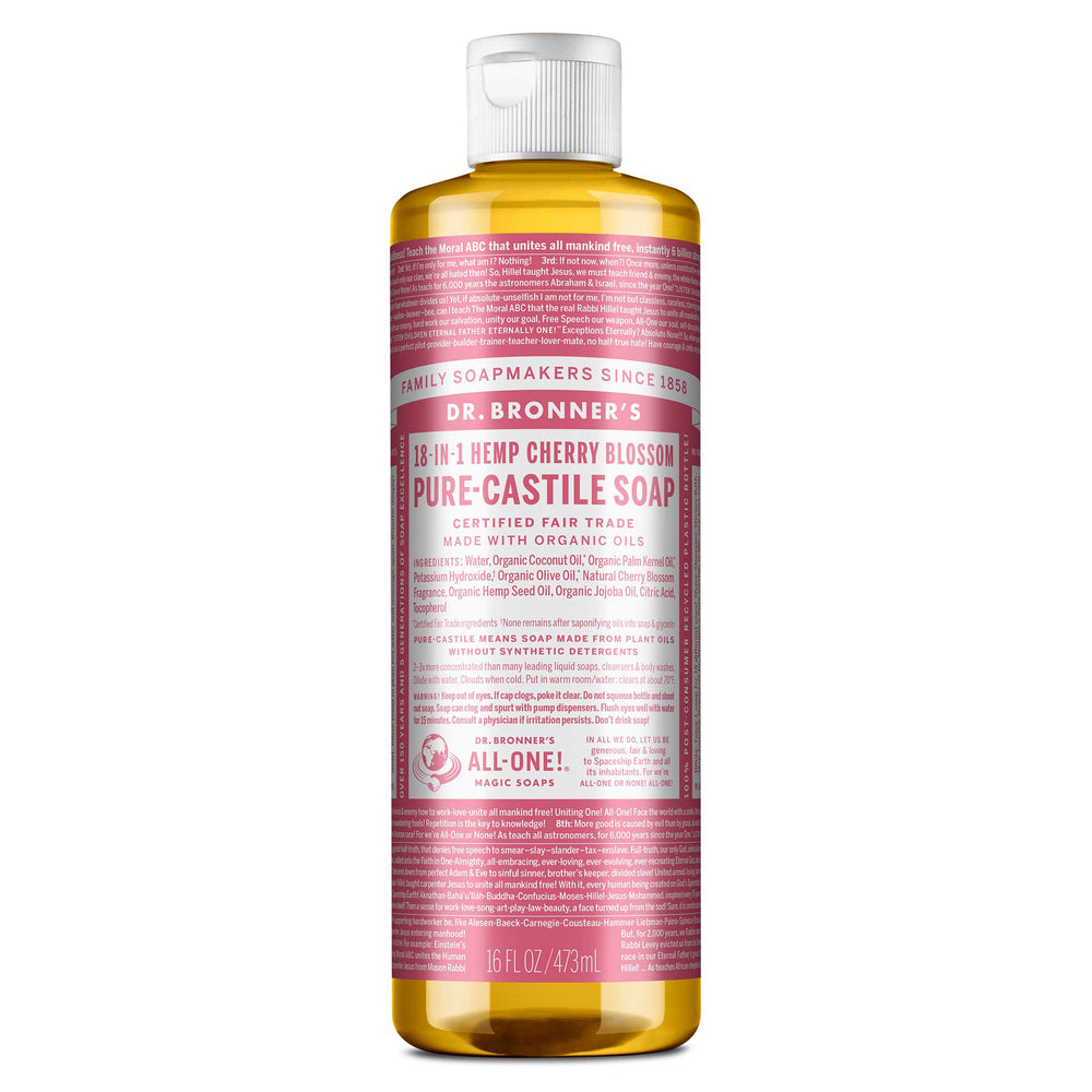 Dr. Bronner's Pure-Castile Magic Soap Liquid (18-In-1) Cherry Blossom 473mL Front