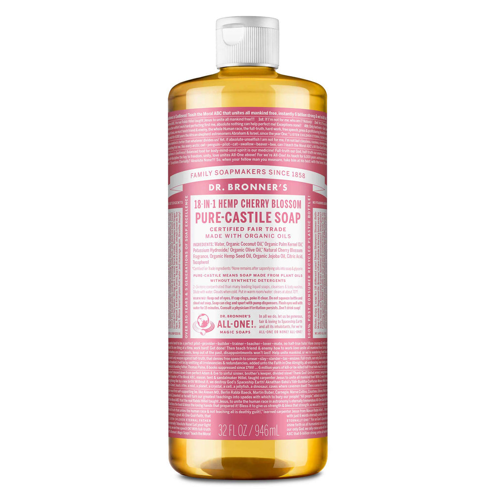 Dr. Bronner's Pure-Castile Magic Soap Liquid (18-In-1) Cherry Blossom 946mL Front