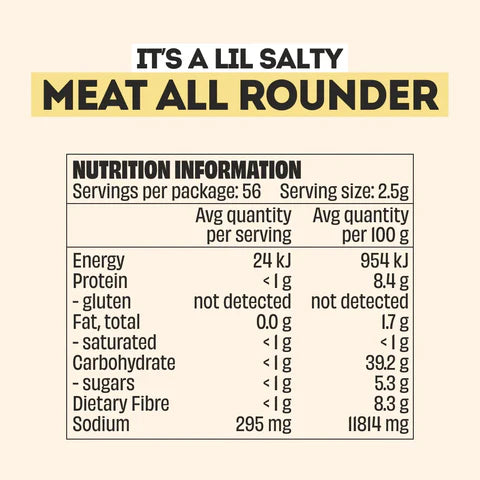 Mingle Meat All Rounder All Natural Seasoned Salt 140g Nutritional Information