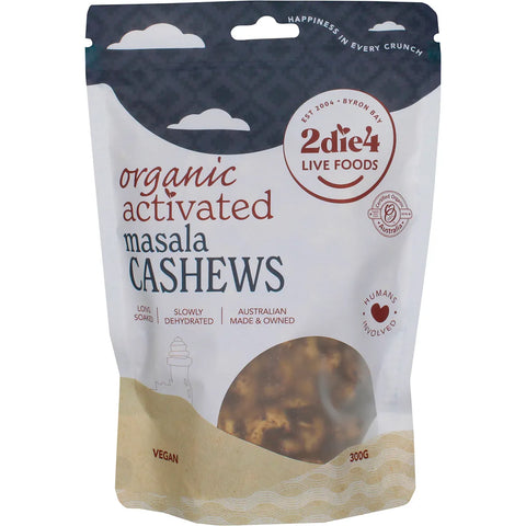 2die4 Live Foods Activated Organic Masala Cashews 300g