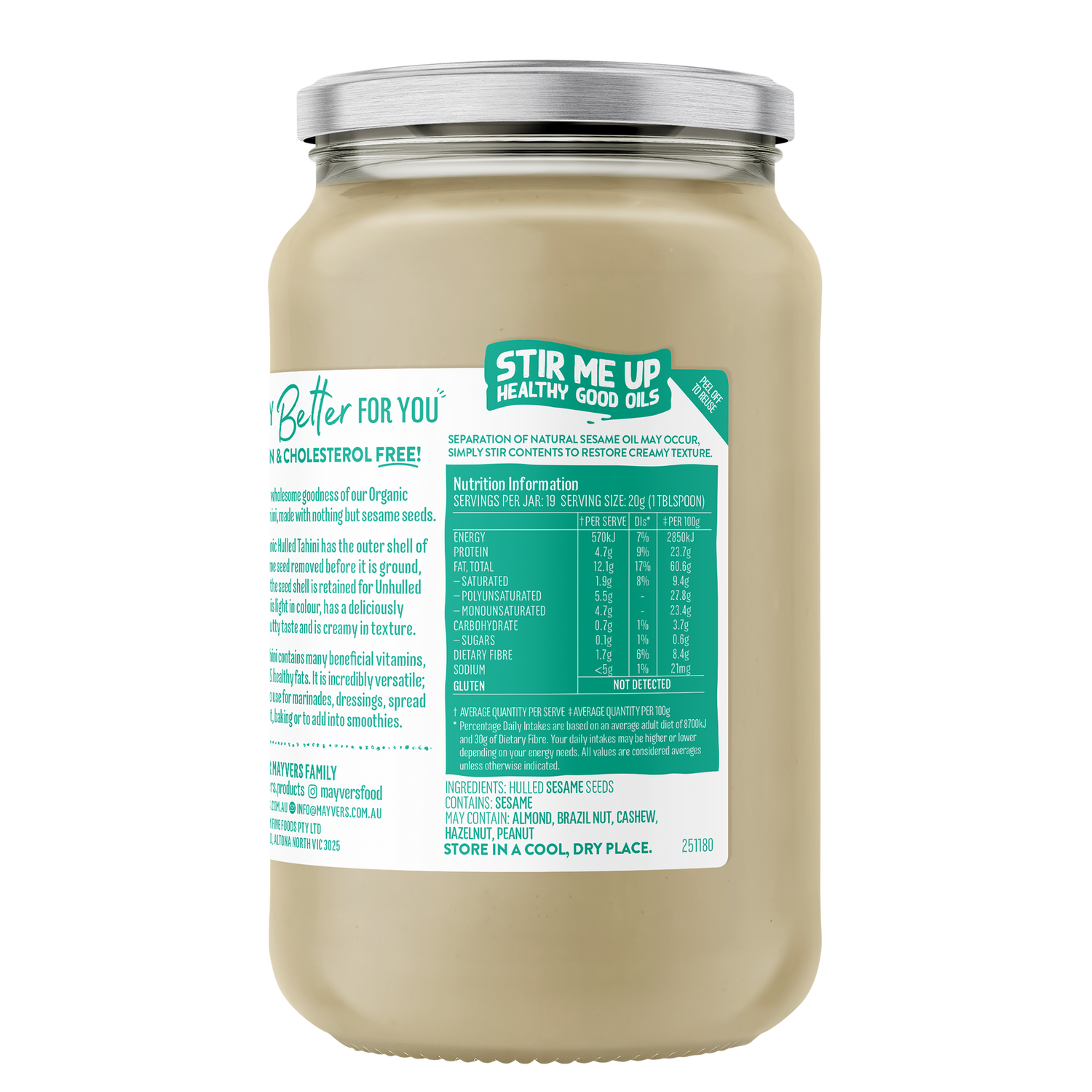Mayver's Organic Hulled Tahini 385g x6