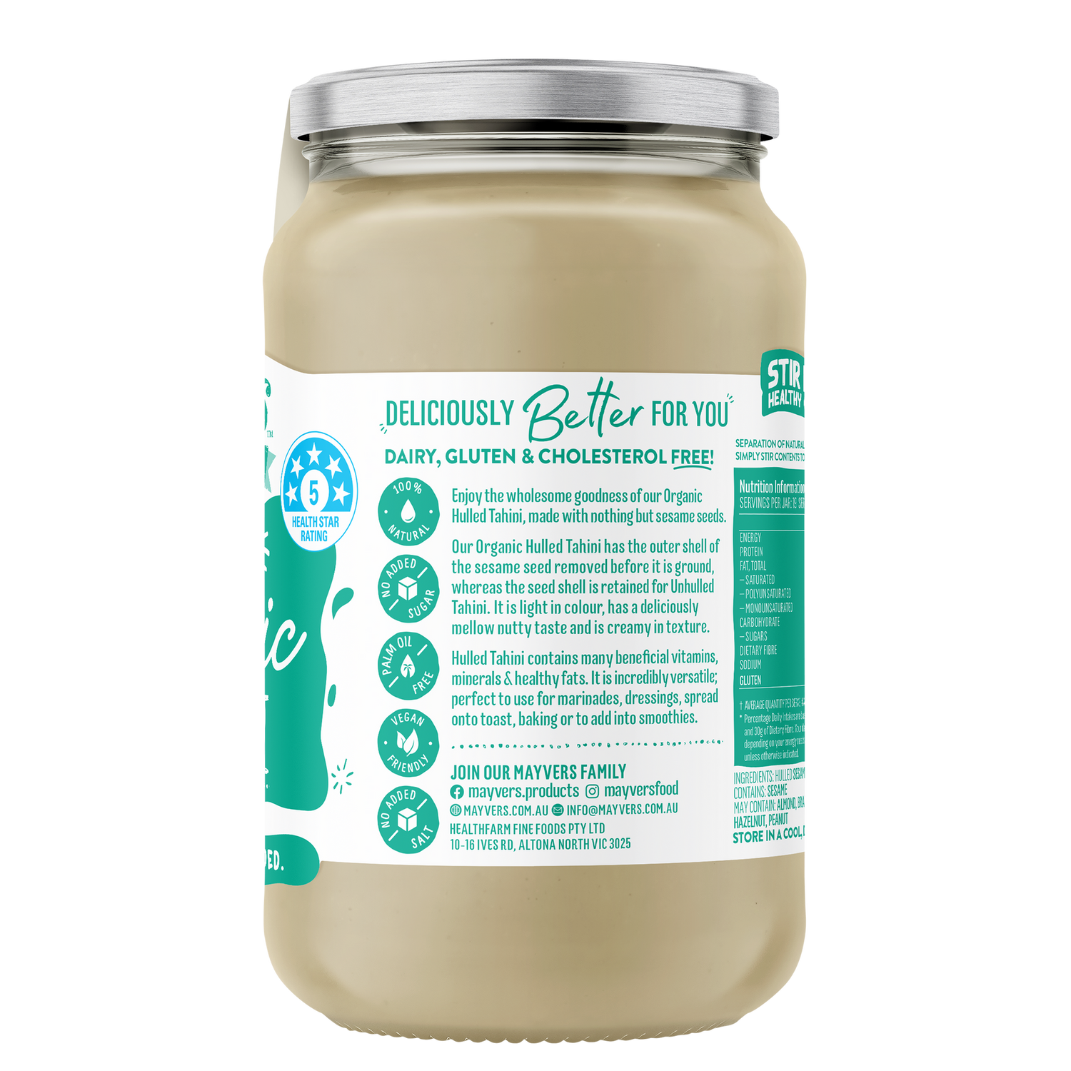 Mayver's Organic Hulled Tahini 385g x6