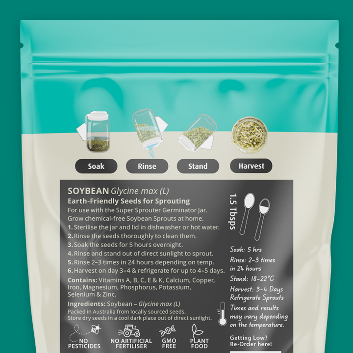 Untamed Health Earth-Friendly Sprouting Seeds Soybean 100g Back