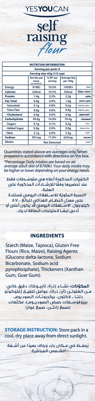 YesYouCan Self Raising Flour Gluten Free 500g