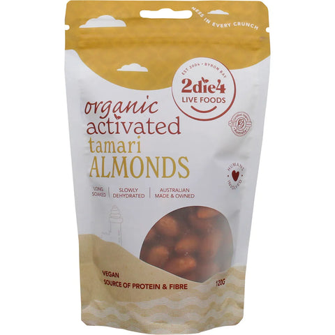 2die4 Live Foods Activated Organic Tamari Australian Almonds 120g