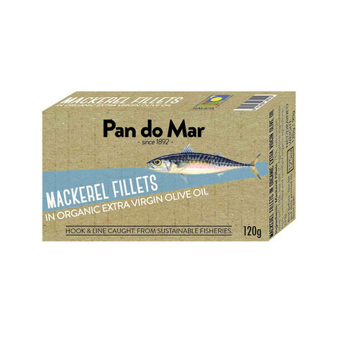 Pan do Mar Mackerel Fillets in Organic Olive Oil 120g