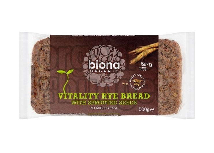 Biona Organic Vitality Rye Bread with Sprouted Seeds 500g x7 packs