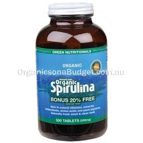 Green Nutritionals Organic Spirulina (500mg) 600 Tabs