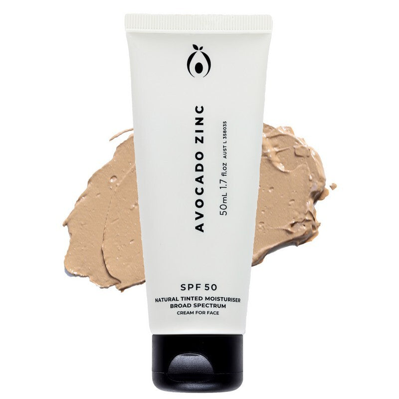 Avocado Zinc SPF50 Natural Tinted Moisturiser Medium - Dark 50ml