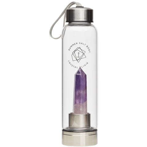 Summer Salt Body Crystal Elixir Glass Water Bottle - Amethyst - 550ml