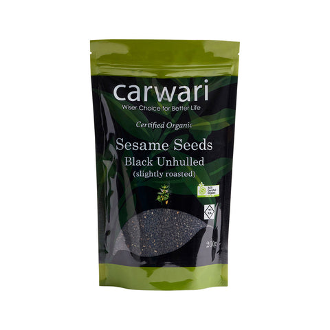 Carwari Organic Sesame Seeds Black Unhulled (Slightly Roasted) 200g
